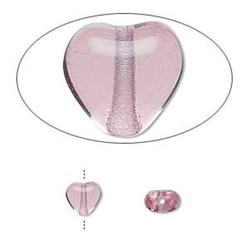Czech Transparent Lavender Pressed Glass Heart Beads, 6mm, 1 Strand (approx. 68)
