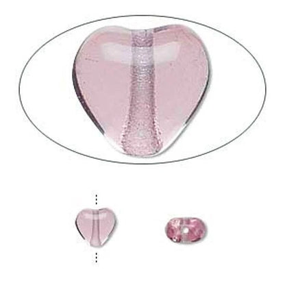 Czech Transparent Lavender Pressed Glass Heart Beads, 6mm, 1 Strand (approx. 68)