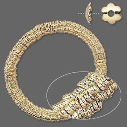 Gold Plated Steel Smooth Flower Bead Caps, 7x2mm, 300 pcs