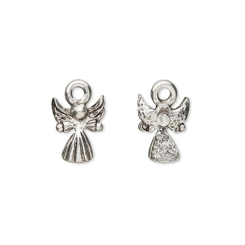 Antiqued Silver Pewter Angel Charms, 12x9mm - 4 pcs