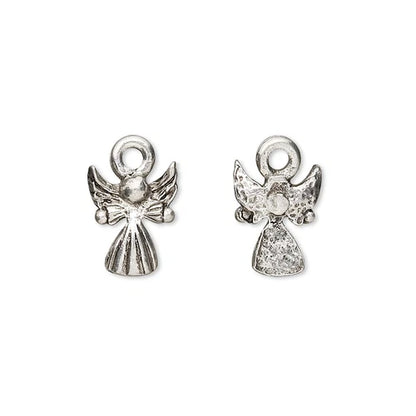 Antiqued Silver Pewter Angel Charms, 12x9mm - 4 pcs