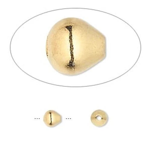Gold Plated Brass Smooth Pear Teardrop Beads, 5mm, 100 pcs