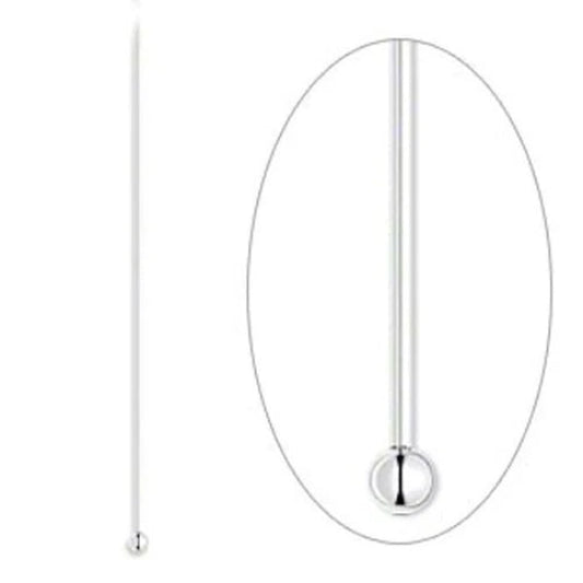 Sterling Silver Ball Head Pins, 2 inch, 1.5mm Ball, 24 Gauge, Anti-Tarnish, 10 pcs
