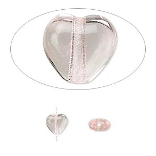 Czech Transparent Light Rose Pressed Glass Heart Beads, 6mm, 1 Strand (approx. 67)