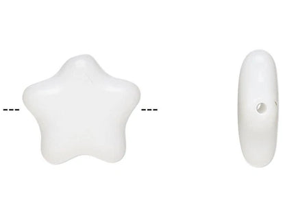 Czech Pressed Glass Opaque White 11x11mm Star Beads with 0.9-1mm Hole 1 Std(35)