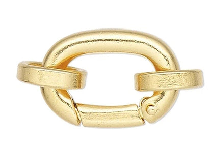 Clasp, Self Closing, 2 Gold Plated Brass 14x10mm Hinged Bails w/ Jump Rings