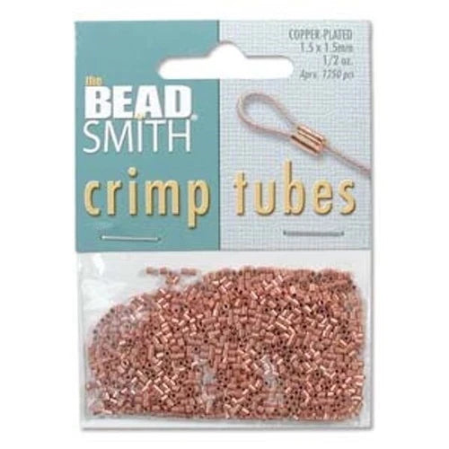 Beadsmith Copper Plated Crimp Tubes, 1.5x1.5mm, 1/2 oz (approx. 800)