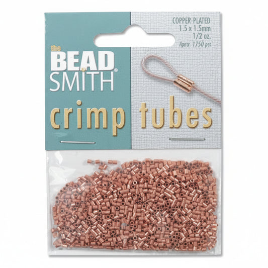 Beadsmith Copper Plated Crimp Tubes, 1.5x1.5mm, 1/2 oz (approx. 800)