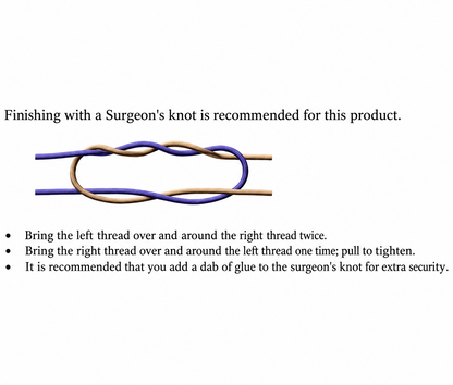 Diagram of a surgeon's knot with text instructions on how to tie it.